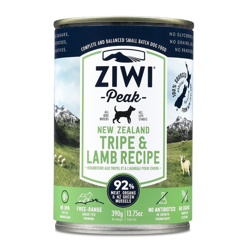Ziwi Peak Moist Grain Free Dog Food - Tripe & Lamb - 390g x 12 Cans main image