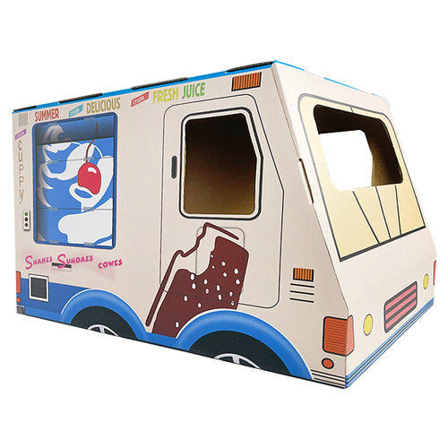 Zodiac Cardboard Cat Scratcher & Lounger - Blue Ice Cream Van main image