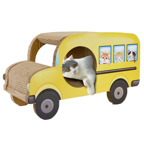 Zodiac Cardboard Cat Scratcher & Lounger - Yellow Bus main image