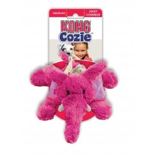 3 x KONG Cozie - Low Stuffing Snuggle Dog Toy - Elmer Elephant - Medium main image