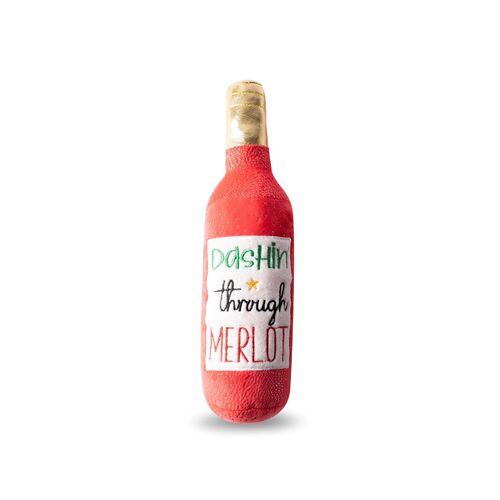 Fringe Studio Dashin' Through Merlot Plush Squeaker Christmas Dog Toy main image