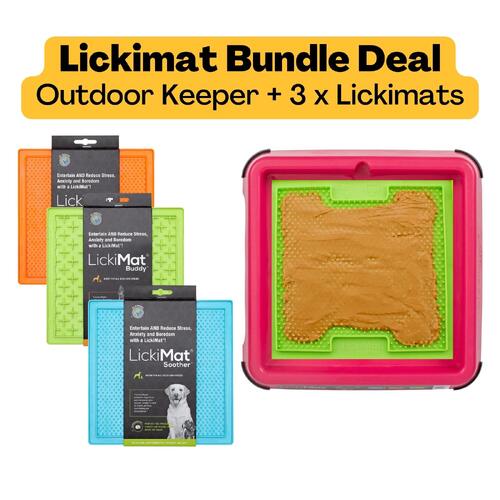 Lickimat Outdoor Keeper Bundle Ant-Proof Slow Dog Feeder with 3 Bonus Lickimats main image