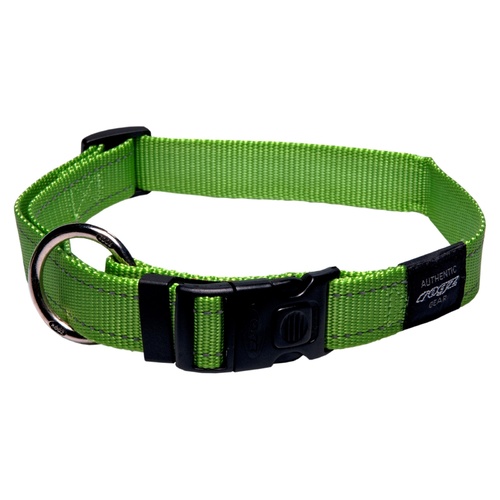 Rogz Utility Side-Release Collar with Reflective Stitching - Lime main image
