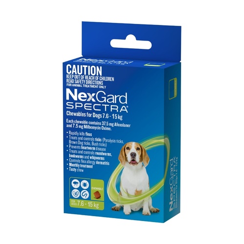 Nexgard Spectra Flea, Tick, Heart & All-Wormer Chew for Dogs 7.5-15kg main image